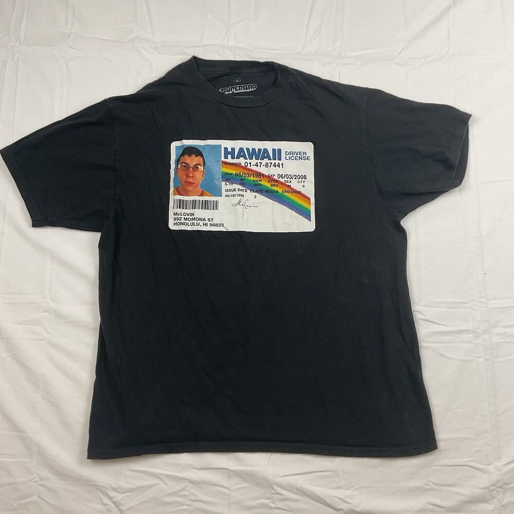 Superbad McLovin Shirt Hawaii License Tee L Movie Graphic Tee Y2K Comedy Top‎